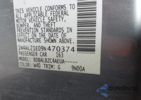 2009 Nissan Altima 2.5 from USA, damaged, VIN 1N4AL21E09N470374